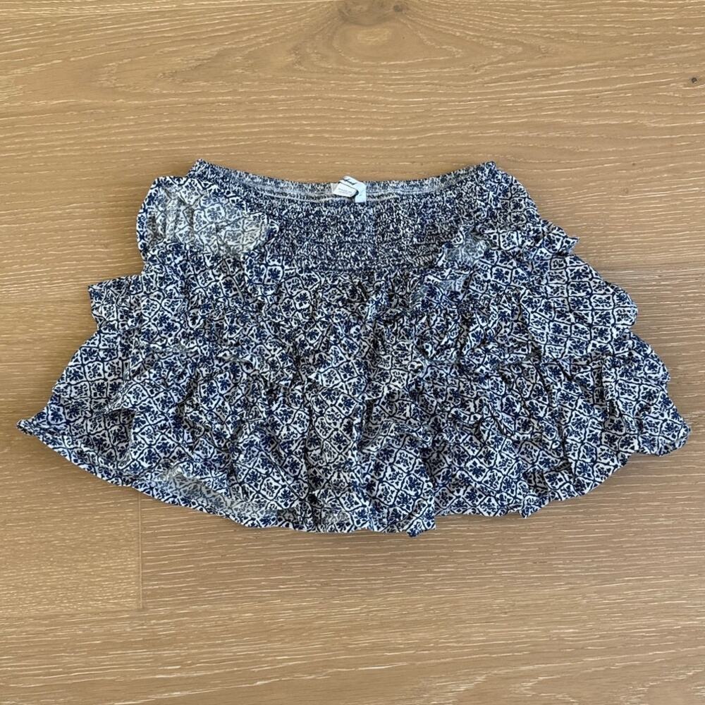 Subdued Mini Skirt Ruffles Size S Blue White